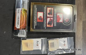S&W 9mm M&P parts (gen 1) as follows; 1 Armorers Block (new in pack), 1 Duty spring enhancement kit (new in pack), 1 reset assist kit (new in pack), 1 Apex Grad