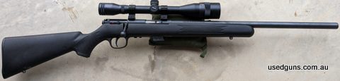 21 inch heavy barrel. Savage Accutrigger. 5 round magazine. Leupold rifleman rings. Japanese Tasco with target turrets. Price includes shipping (except WA).