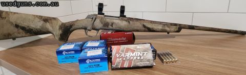 Browning x bolt predator hunter. 223 rem with 1-8 twist. Factory muzzle brake. Upgraded trigger spring from the gun bloke. Comes with about 150 rounds for local