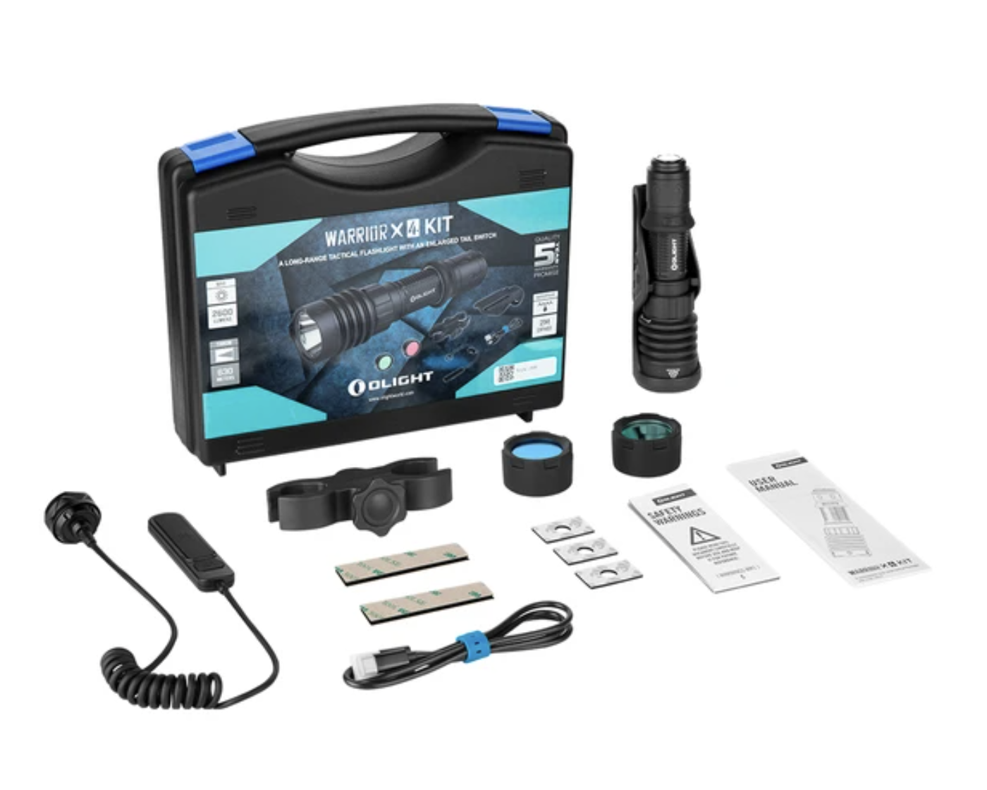 Olight Warrior X 4 Kit Rechargeable LED Tactical Flashlight Hunting Kit