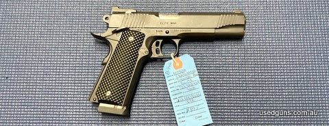 Very good condition Shooters Arms Elite in 9mm. Has a 5 inch barrel. Beavertail safety, adjustable irons. Comes with one magazine. Racks well. Trigger great.