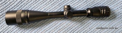 As new scope with no visible marks reticule is FINE Plex which very similar to Leupold fine duplex click adjustments which are 1/8 MOA plus post