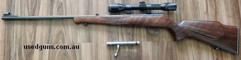Like new Anschutz in 22WMR, figured stock with sharp checkering, cheek rest. Safe queen part of Anschutz collection selling due to WA limit on firearms. Bolt, g