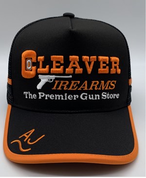 CTC 
TRUCKER CAP
CLEAVER FIREARMS
ORANGE BLACK EDITION 
"THE PREMIER GUN STORE"
LIMITED NUMBERS

NEW $35