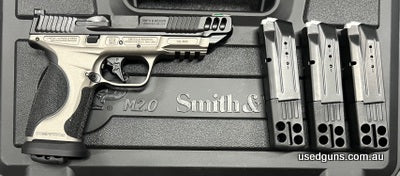 Brand new and in stock for immediate delivery. The New Smith & Wesson M&P9 2.0 Competitor Two Tone 9mm. Cased with 4 mags. $30 freight to your dealer Australia 