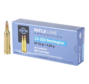 PPU
HR22250B
22-250, 55 GR, SOFT POINT
AMMUNITION

SPECIAL 
$34.90 /PER 20
$174.50 /PER 100
$309 /PER 200