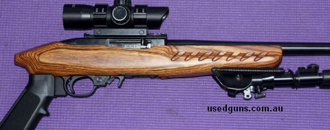 Stock Number H9707. Ruger Charger .22cal semi auto. Comes with Trophy Dot scope and bi-pod.