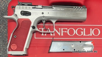 Brand new in the box and available for immediate delivery. Tanfoglio Stock II 9mm pistol. Comes cased with 2 mags. $30 freight to your dealer Australia Wide (WA