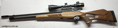 Trigger guard not included. Postage not included. Includes a FX hand pump, 2 6 shot rotary magazines. 70ft pound pressure.