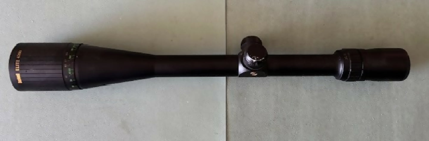 Bushnell Elite 4200 varmint -  6-24x40AO. Mil dot reticle, the ultimate varmint scope. As new apart from rub marks on one turret cap. With rings and bases to su