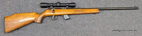A Anschutz 22LR in fair condition. This rifle comes with a Weaver 4x28 scope. The rifle metalwork is in generally good condition but the stock condition is only