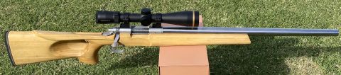 Remington 700 223 Bix & Andy trigger (Set at 8.5 Oz) Maddco SS barrel No.7 profile 1:12 twist 24‚Äö√Ñ√π long Hatchers laminated bamboo thumbhole stock (75mm wid