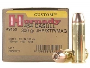 HORNADY
H9150
CUSTOM
454 CASULL, 300GR, XTP HP
AMMUNITION

$79.90 /PER 20
$359.55 /PER 100