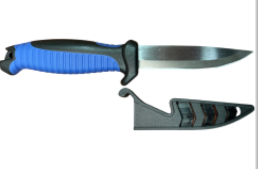 DELUXE 4″ BAIT KNIFE WITH SHEATH – BLUE/BLACK
