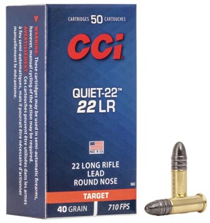 CCI
C960
QUIET
22LR, 40GR, LRN
710 FPS
AMMUNITION 

$10.90 /PER 50
$98.10 /PER 500
$925 /PER 5000