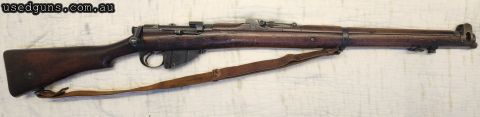 A rare Mark 1 SMLE, made in 1905 in good condition. Very good bore. Period marked leather sling. Great markings on wood and action. Original volley sights. Very