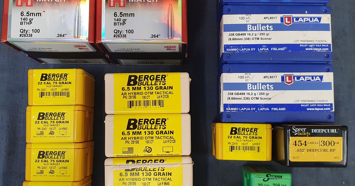 Berger, Lapua & Hornady projectiles