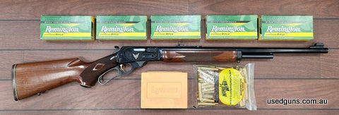 Marlin 444S in great condition. Has engraved receiver with Eagle one side and Cougar the other. Comes with Die set, bag of new brass and 5x boxs of Remington 24