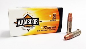ARMSCOR
HR22HHA
RX - HIGH VELOCITY
22LR, 40GR, HOLLOW POINT
COPPER PLATED
1250 FPS

SPECIAL 
$6.90 /PER 50
$62.10 /PER 500
$619 /PER 5000