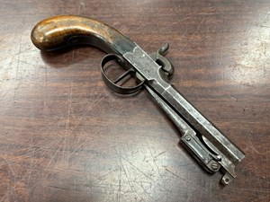 BELGIAN
PERCUSSION POCKET
44CAL
BLACK POWDER
PERCUSSION
4 INCH OCTAGONAL BARREL
WITH FOLDING BAYONET
ENGRAVED ACTION
WALNUT GRIPS
CIRCA 1850S
#159

VGC $1390
PRE 1900 ANTIQUE HANDGUN
NO LICENSE REQUIRED IN QLD