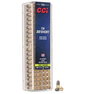 CCI
C26
22 SHORT CB
29GR LEAD ROUND NOSE
710 FPS

$26.90 /PER 100
$121.05 /PER 500