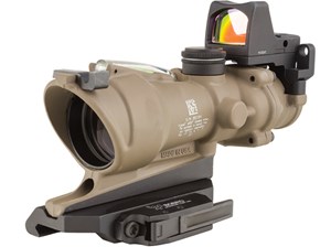 TRIJICON
TA31-D-100554
ACOG 
4x32 BAC ECOS Riflescope 
with Trijicon RMR® -5.56 BDC
& Open Sights 
FDE FINISH
ILLUMINATED GREEN CROSSHAIR

NEW $3795