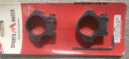 Sportsmatch 30mm medium mounts to suit 15mm dovetail rifles CZ 527 / Brno models. Quality UK made mounts TO85. Phone 0429849007. If reply by email please forwar