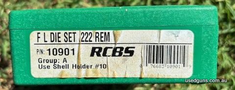 RCBS die set - full length sizer and seater with RCBS No. 10 shellholder all in very good nick . Price includes postage except W.A.
