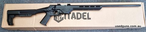 Brand new, in the box and reduced to clear. Rossi Citadel TRAKR 22 WMR with 18" Threaded barrel and 5 shot detachable mag. Great gun for the money. Comes with a