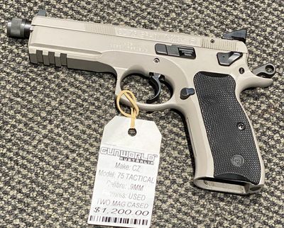 CZ 75 TACTICAL 9MM  WITH TWO MAG CASED USED GUN