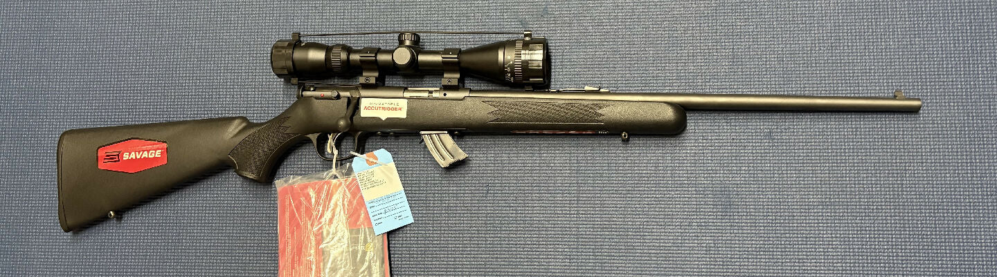Safari Firearms sale! Savage Mk II 22LR. Has a 10 round magazine. Nikko Stirling Mount Master 3-9x40 scope mounted. Excellent condition.