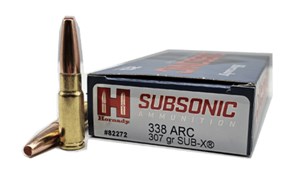HORNADY
H82272
SUB-X
338 ARC, 307GR, POLYMER TIPPED
AMMUNITION

$69.90 /PER 20
$314.55 /PER 100
$595 /PER 200