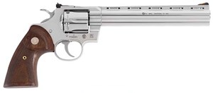 COLT 
SP8WTS
PYTHON
357 MAGNUM
6 SHOT
8" BARREL
STAINLESS STEEL
COLT CHECKERED TIMBER GRIPS
ADJUSTABLE REAR SIGHT
RED RAMP FRONT SIGHT

SPECIAL NEW $2990