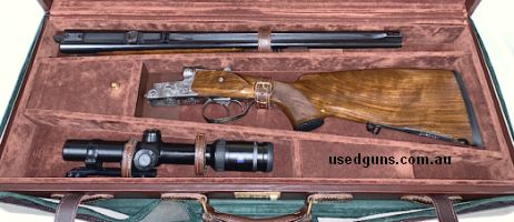 Stunning Merkel 961L Double Rifle, driven hunt Drilling. This is a genuine three lock (Blitz Lock) drilling. Extremely rare in this country, especially in left 