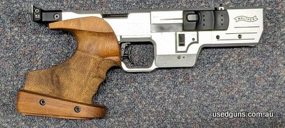 A Walther SSP-E 22LR in excellent condition with electronic single stage trigger. Comes with three magazines and WALTHER accesories in a hard factory case. $30 
