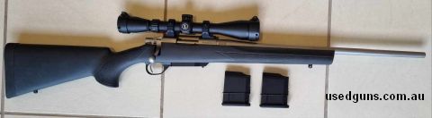 Howa Mini 223, UNFIRED, 20" Stainless steel Featherweight Barrel, 2x magazines, DNZ Gamereaper 1" Low scope mount suits 40mm scope. Very light weight rifle. No 