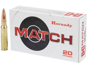 HORNADY
H8105
MATCH
308WIN, 178GR, HPBT
AMMUNITION

SPECIAL 
$64.90 /PER 20
$324.50 /PER 100
$599 /PER 200