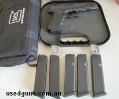 Hardly used this Glock. Has sat in my gun safe for years. Comes cased with 6 Mags, a Glock carry bag and a Glock Gun Bag. Like new. Transferring dealer Jeff Pan