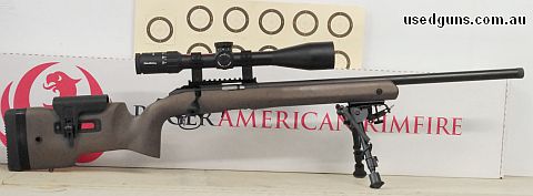 Suit new buyer. 22 inch heavy barrel. M. Loc Rail with adaptor for swivel bi-pod. Lightened trigger kit; scope as new, nice optics. Rifle shoots very good group