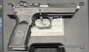As new Streel frame Magnum Reasearch Baby Eagle 9mm. Case with one NSW compliant magazine. $30 freight to your dealer Australia wide except WA (Perth only $75).