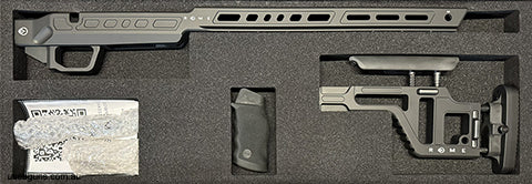 Rome Motus-R for Tikka T1x. High-strength monobloc chassis in light alloy with an interchangeable flat top grip Light profile forend in light alloy equipped wit