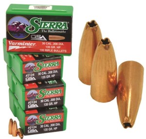 SIERRA
SC2124
VARMINTER EXPANDING 
30CAL, 135GR, HOLLOW POINT
PROJECTILES

SPECIAL
$49.90 /PER 100
$225 /PER 500
$435 /PER 1000