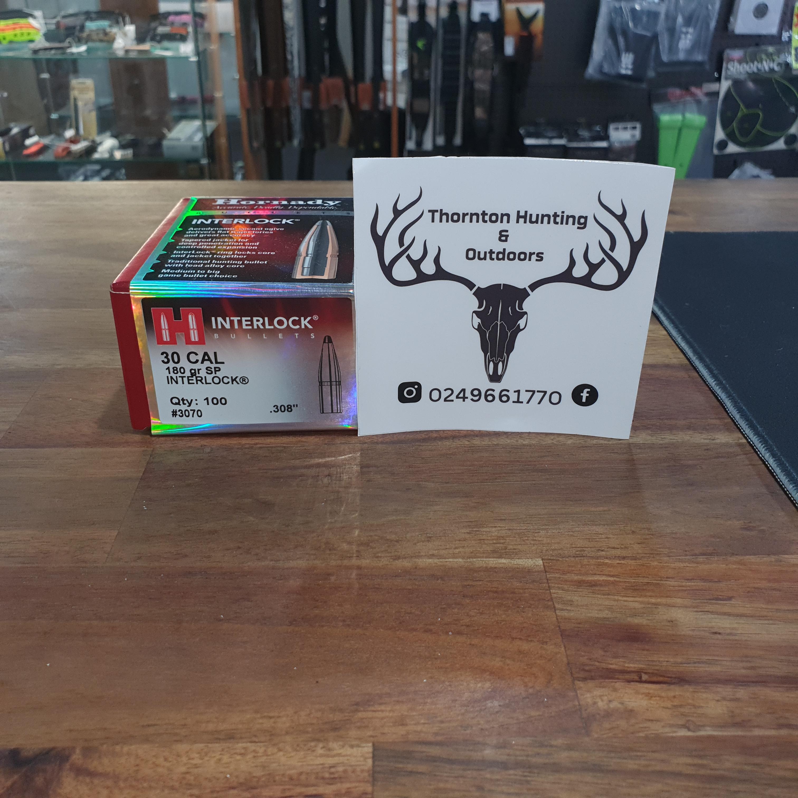 Hornady .30cal Interlock SP Projectiles 180gr (.308") 100 Pack