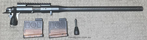 Bergara b14r carbon barrelled action.  very accurate, only shot 2 bricks of sk match.  comes with 2 mags, nightforce 20moa base and larger bolt handle