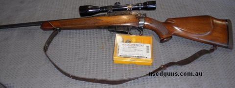 Freshly rebarrelled sporter rifle. comes with scope, sling and new Lee delux die set