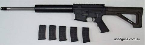 Alexander Arms AR platform in 17 HMR. Stainless fluted barrel. Non genuine barrel shroud. 5 x 10 round magazines MDT non adjustable carbine stock. CAT C in QLD 