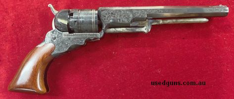 New Uberti Paterson 1836 36 Calibre Black Powder revolver Fully Engraved Engraving by Michael Gouse Montana Art Emporium Montana USA