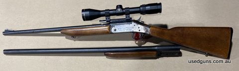 Great little firearm for the young shooter. Go on the fox drive with dad in the daytime then swap barrels and spot lite at night. Has some rust and a few dings 