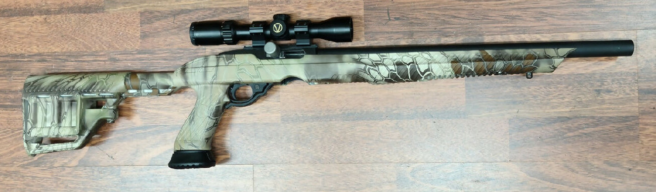 RUGER 10/22 Converted to 17 MACH 2, Cat C semi auto, Vixen 2-8 scope, Extended bolt charging handle, auto bolt release, extended mag release. Includes postage t