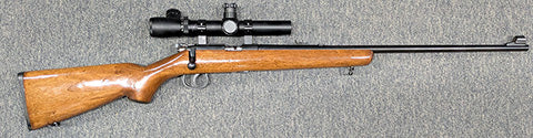 A Norinco JW-15A in 22LR in good condition. This rifle comes with a unnamed brand 3.5-10x scope, with about a 25mm objective lens and external click adjustments